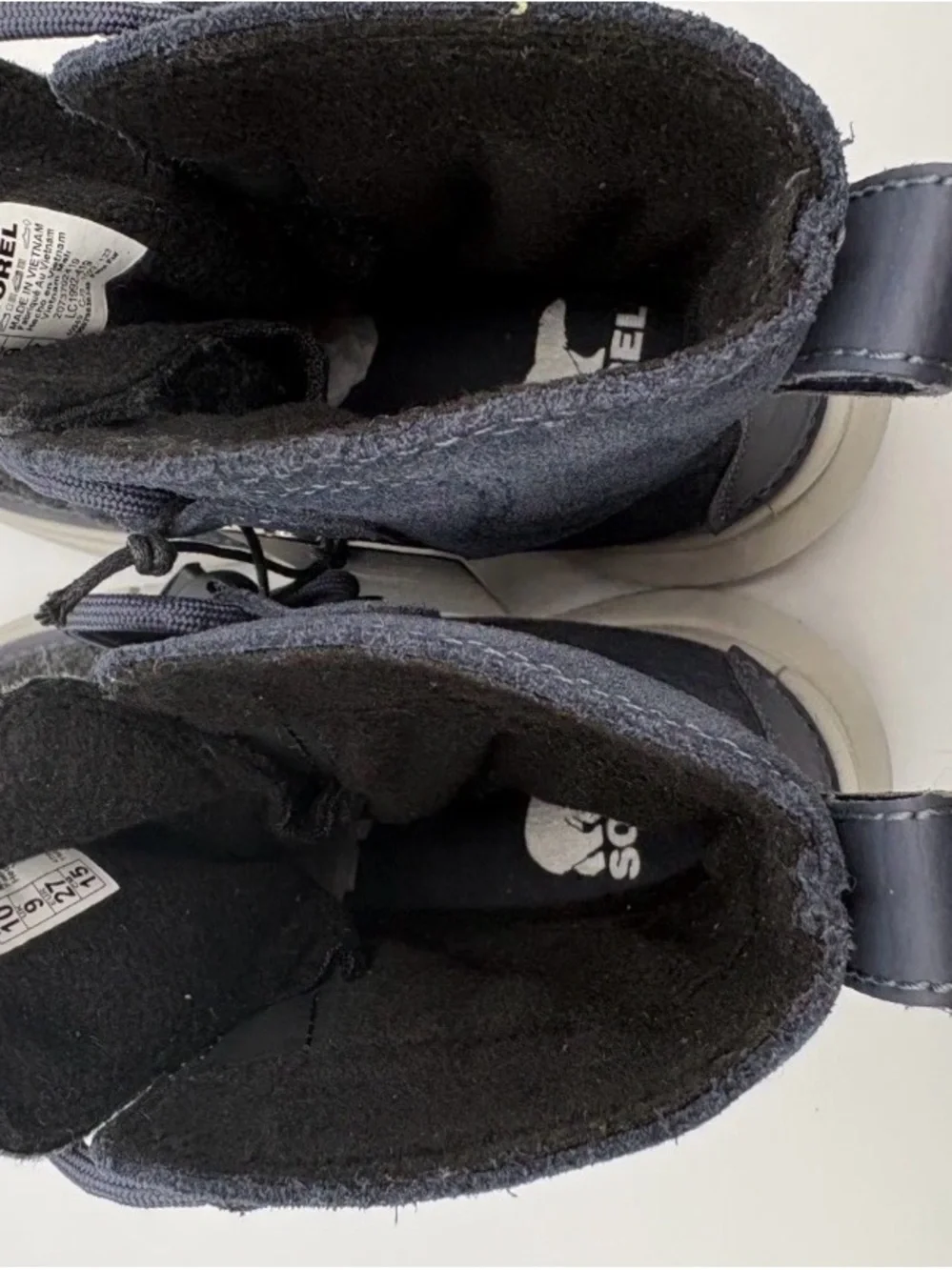 Sorel Navy and Gray Kids High-Top Winter Boots